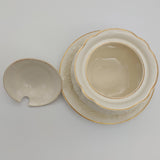 Crescent China - Rhapsody, with Embossed Flowers - Lidded Sauce Bowl and Saucer