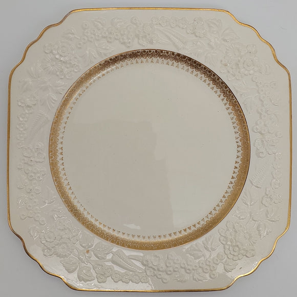 Crescent China - Rhapsody, with Embossed Flowers -  Square Dinner Plate