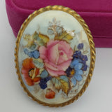 Aynsley - Cabbage Rose, signed J A Bailey - Brooch in Box