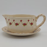 Royal Doulton - D6055 Red Rose Garland - Gravy Boat and Underplate