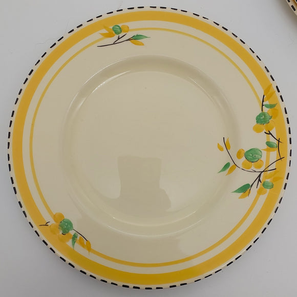 Woods Ivory Ware - Handcraft, Yellow with Black Trim - Salad Plate