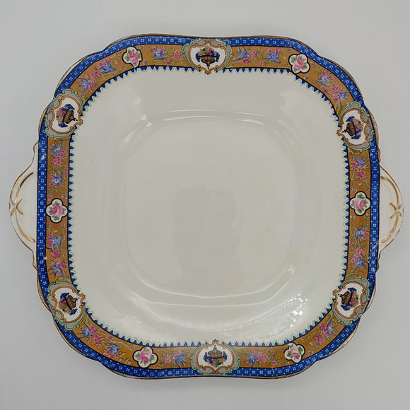 Aynsley - Patterned Rim with Blue Birds - Cake Plate