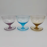 Set of 6 Coloured Parfait Glasses with Etched Stars