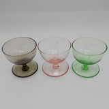 Set of 6 Coloured Parfait Glasses with Etched Stars