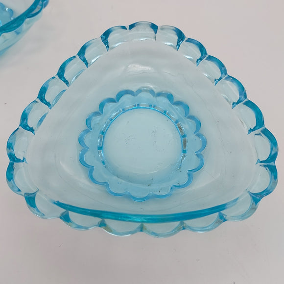 Vintage - Blue Glass - Triangular-shaped Dish