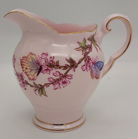 Tuscan - Butterflies and Blossom on Pink - Milk Jug