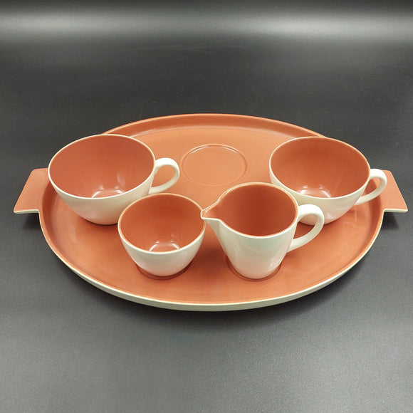 Poole - C95 Red Indian and Magnolia - Tea for Two on Tray