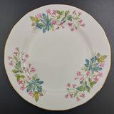 Queen Anne - Small Pink Flowers with Blue/Green Leaves - Side Plate