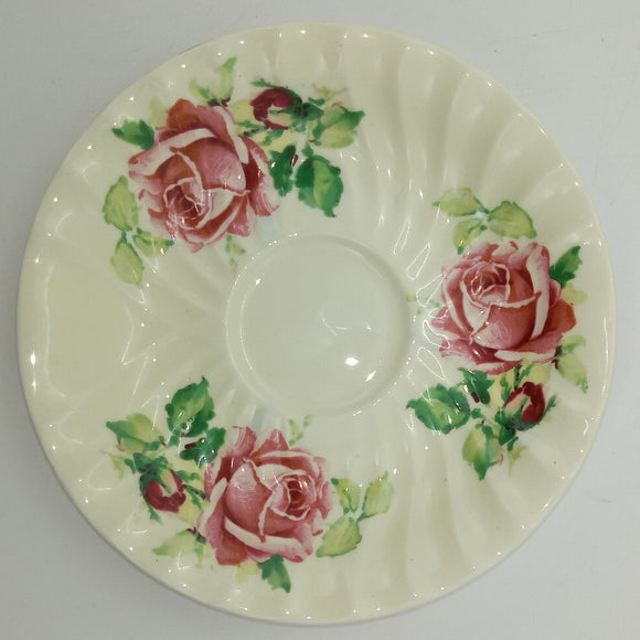 Queen Anne - Pink Roses on Yellow Background - Saucer