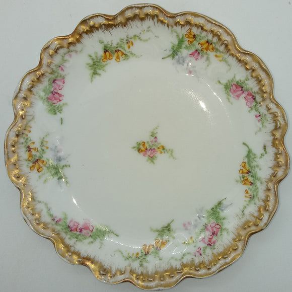 Limoges, Mavalei et Granger - Pink and Yellow Foxgloves - Side Plate