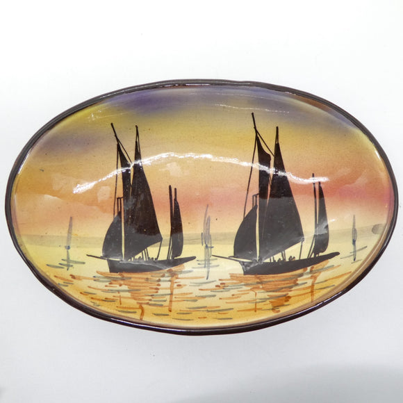 Torquay Ware, Watcombe Pottery - Sails at Sunset - Oval Bowl