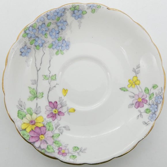 Wellington China - 8007 Blue, Pink and Yellow Flowers - Saucer