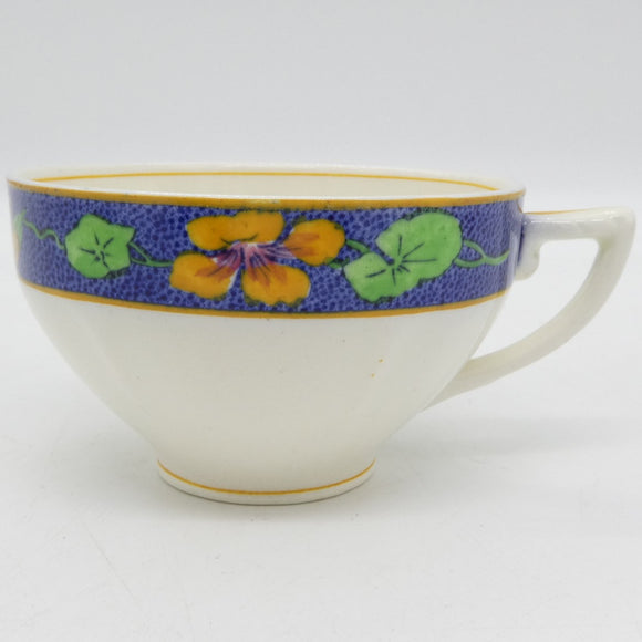 English Made - Blue Rim with Orange Flower - Cup