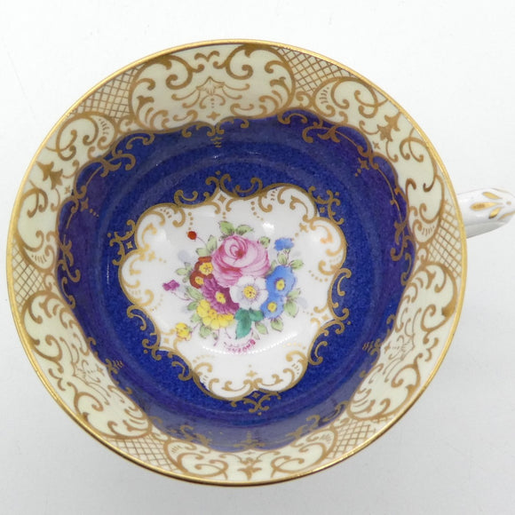 Crown Staffordshire - Blue with Gold Filigree and Floral Spray - Cup