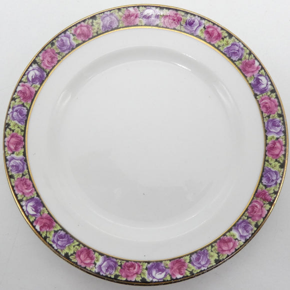Paragon - Red and Purple Rose Border - Side Plate