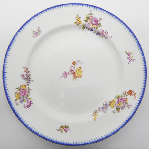 Unmarked Vintage - N2532 Blue Border with Floral Sprays - Plate
