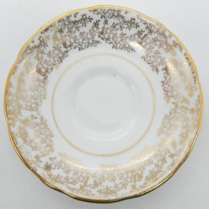 Unmarked Vintage - White with Gold Filigree - Saucer