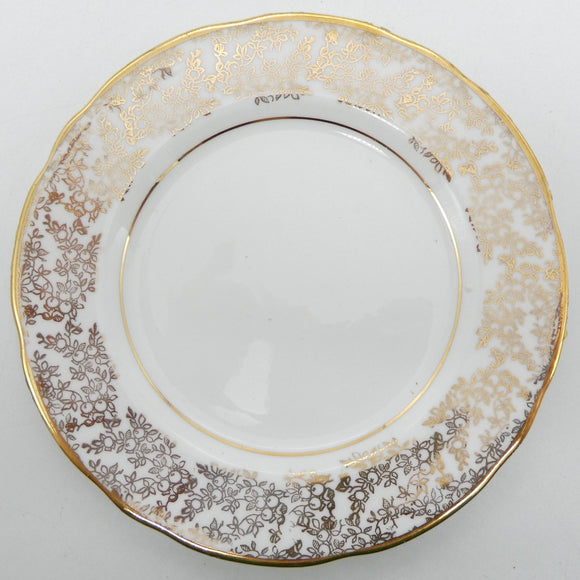 Unmarked Vintage - White with Gold Filigree - Side Plate