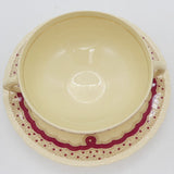New Hall - Maroon Border with Floral Sprays - Soup Bowl and Saucer