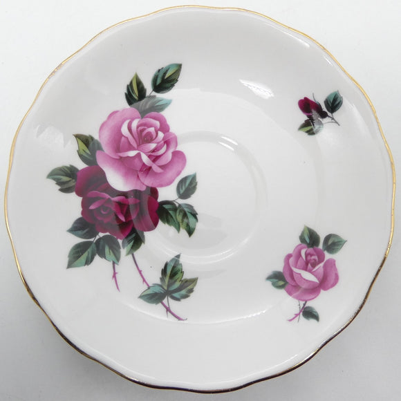 Queen Anne - Pink and Red Roses - Saucer