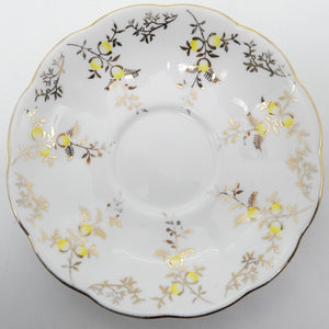Queen Anne - Yellow Flowers and Gold Filigree - Saucer