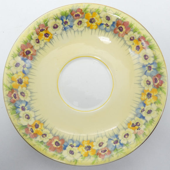 Aynsley - Colourful Flowers on Yellow, B5150 - Saucer