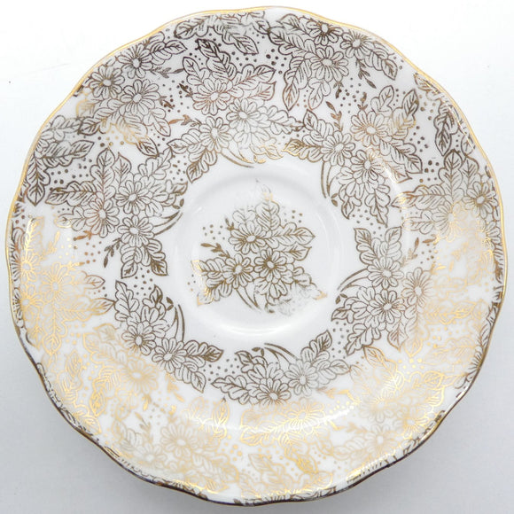 Colclough - Gold Filigree on White - Saucer