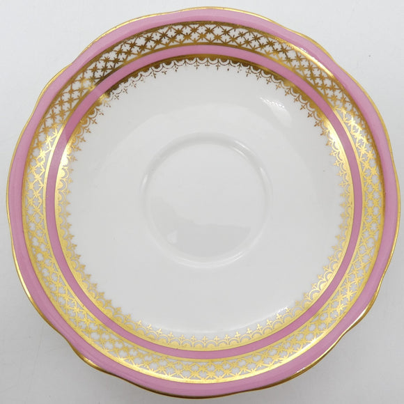 Aynsley - 3447 Pink Bands with Gold Filigree - Saucer
