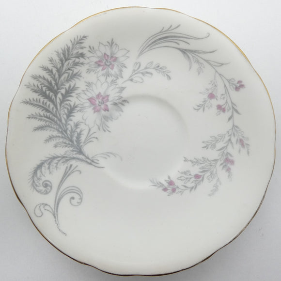 Aynsley - Pink and Silver-Grey Flowers - Saucer