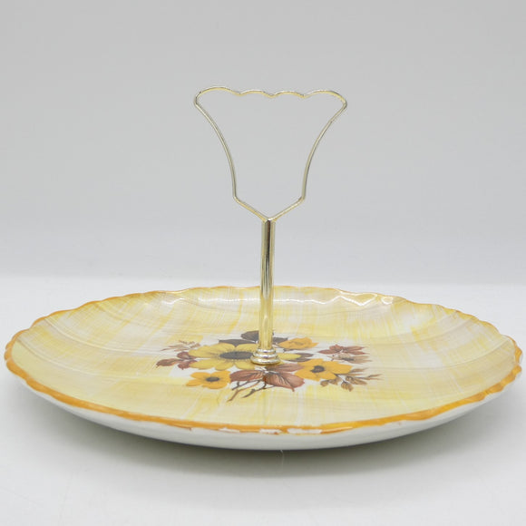 James Kent - Yellow and Orange Flowers - Handled Cake Plate