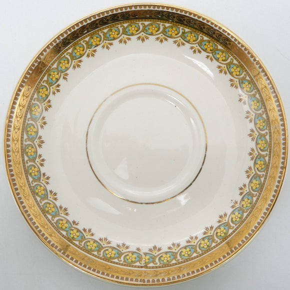 John Maddock & Sons - Yellow Flowers in Blue with Gilded Border - Saucer