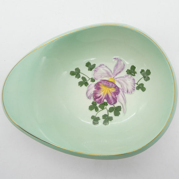 Carlton Ware - Orchid on Green - Teardrop-shaped Bowl