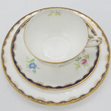 Wedgwood - X4912 Blue and Gold Rim with Floral Sprays - Trio - ANTIQUE