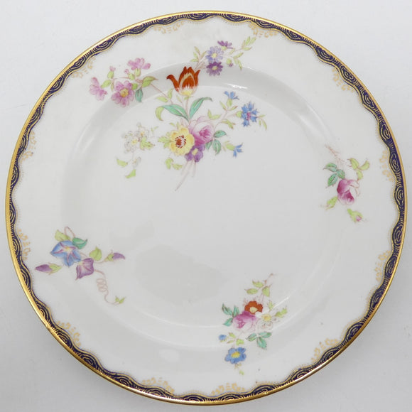 Wedgwood - X4912 Blue Rim with Floral Sprays - Side Plate - ANTIQUE