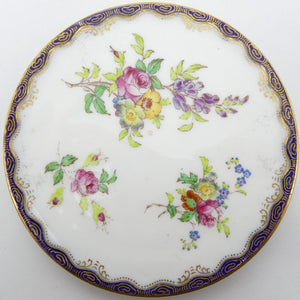 Wedgwood - X4912 Blue Rim with Floral Sprays - Small Trivet - ANTIQUE