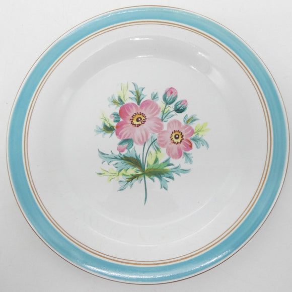 Unmarked Vintage - Hand-painted Flowers - Cake Plate