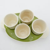 Royal Winton - Green and White Polka Dot - Set of 4 Egg Cups on Tray