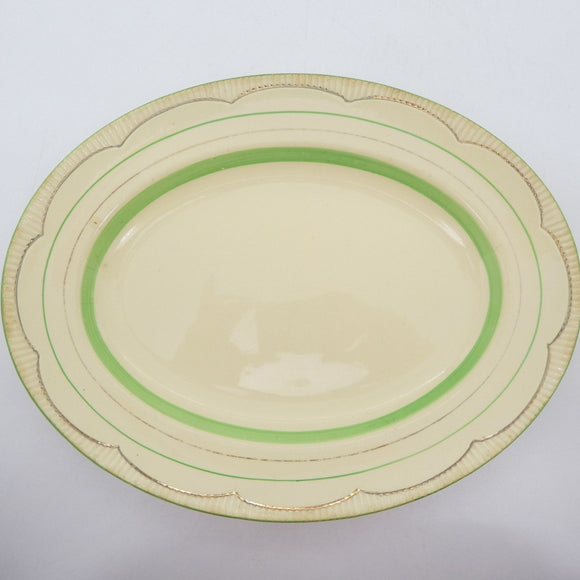 Clarice Cliff - Green and Gold Stripes - Platter, Medium