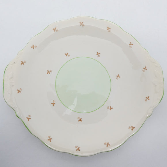 Bell China - Green and Light Beige - Cake Plate