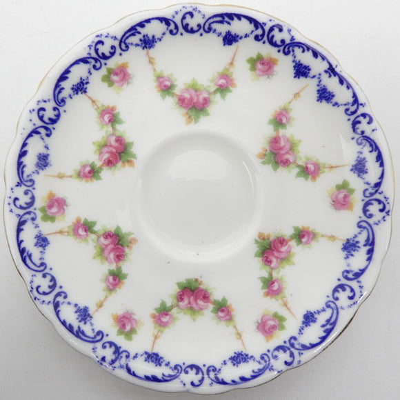 Royal Doulton - Blue Rim and Garland of Red Roses - Saucer