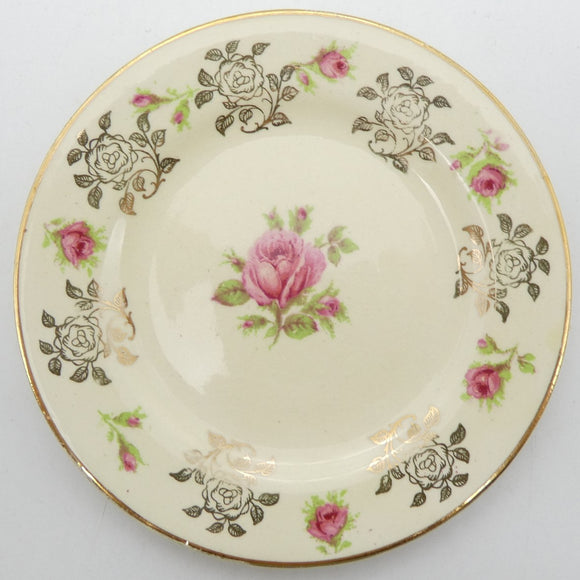 Crown Ducal - Pink and Gold Filigree Roses - Small Plate