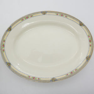 J & G Meakin - Small Red Flowers on Yellow and Blue Band - Platter, Medium