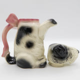 Cortendorf  - 6702B Black and White Dog with Pink Bow - Teapot