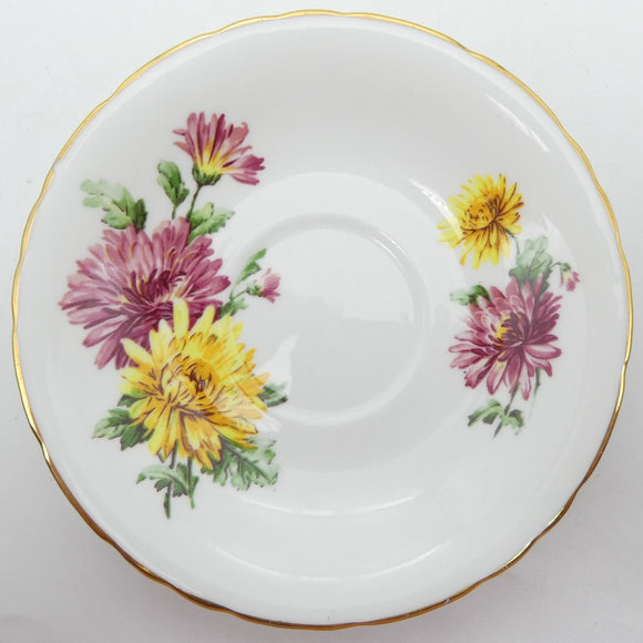Delphine - Yellow and Red Flowers - Saucer
