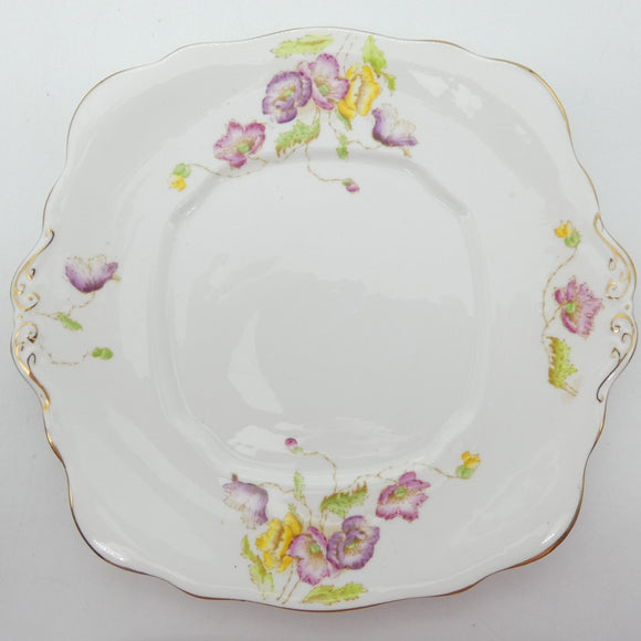 Royal Albert - Purple, Pink and Yellow Flowers, 8260 - Cake Plate