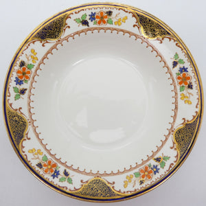 Crescent China - Blue and Gold Rim with Hand-painted Flowers - Bowl