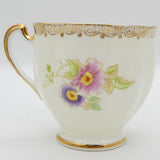 Royal Standard - Purple, Pink and Yellow Flowers, 371 - Trio with Square Side Plate