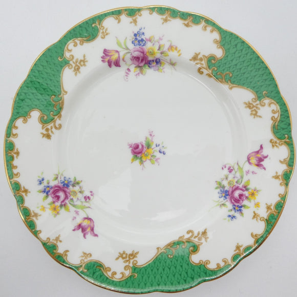 Paragon - Green Rim with Floral Sprays - Side Plate