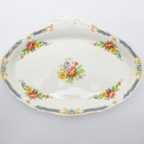Alfred Meakin - Blue Rim and Floral Sprays - Sandwich Tray - ANTIQUE