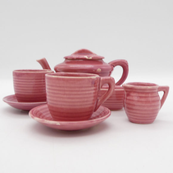 English-made - Pink Bands - Children's Tea-for-Two Tea Set